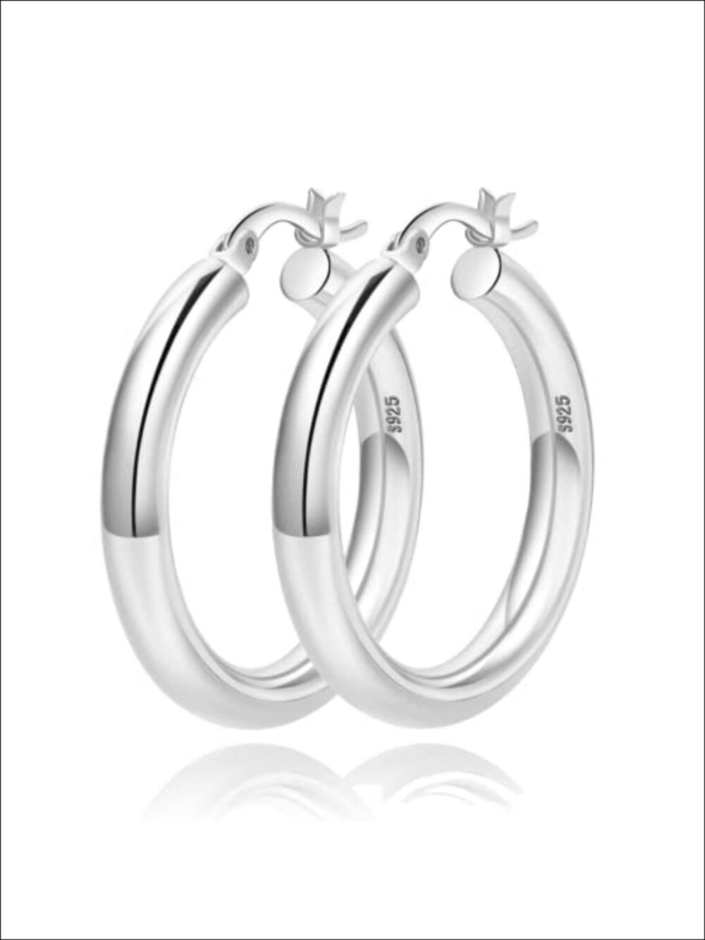Chunky Gold Hoop Earrings Sterling Silver Post Lightweight Hypoallergenic
